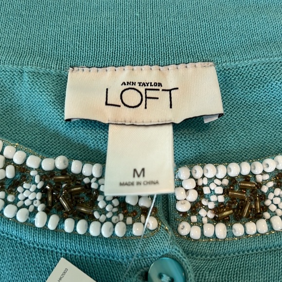 Anne Taylor Loft Beaded Short Sleeve Cardigan.Never worn with tags.Sz-M - Picture 6 of 7